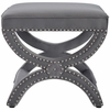 Expound Upholstered Nailhead Trim Velvet Ottoman in Gray