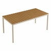 Finn 71" Outdoor Patio Aluminum Dining Table with Faux Wood Top in Natural
