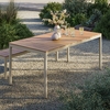 Finn 71" Outdoor Patio Aluminum Dining Table with Faux Wood Top in Natural