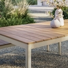 Finn 71" Outdoor Patio Aluminum Dining Table with Faux Wood Top in Natural