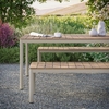 Finn Outdoor Patio Aluminum Faux Wood Dining Set with Benches in Natural