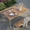 Finn Outdoor Patio Aluminum Faux Wood Dining Set with Benches in Natural
