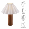 Flora Wood Table Lamp With Pleated Petal Shade in Walnut
