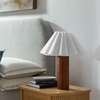 Flora Wood Table Lamp With Pleated Petal Shade in Walnut