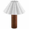 Flora Wood Table Lamp With Pleated Petal Shade in Walnut