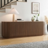 Fortitude 75" Curved Sideboard Storage Cabinet in Walnut