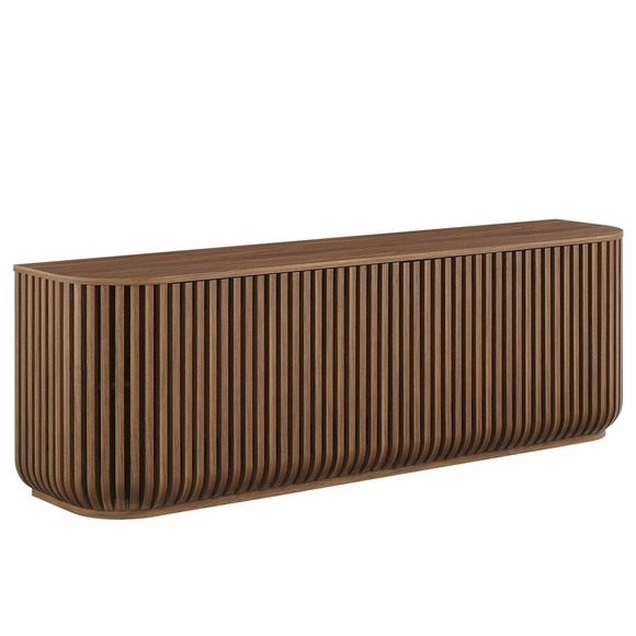 Fortitude 75" Curved Sideboard Storage Cabinet in Walnut