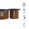 Fortitude Round Faux Marble Top Nesting Coffee Table Ensemble in Walnut Black