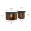 Fortitude Round Faux Marble Top Nesting Coffee Table Ensemble in Walnut Black