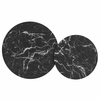 Fortitude Round Faux Marble Top Nesting Coffee Table Ensemble in Walnut Black