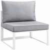 Fortuna Armless Outdoor Patio Sofa in White Gray