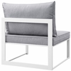 Fortuna Armless Outdoor Patio Sofa in White Gray