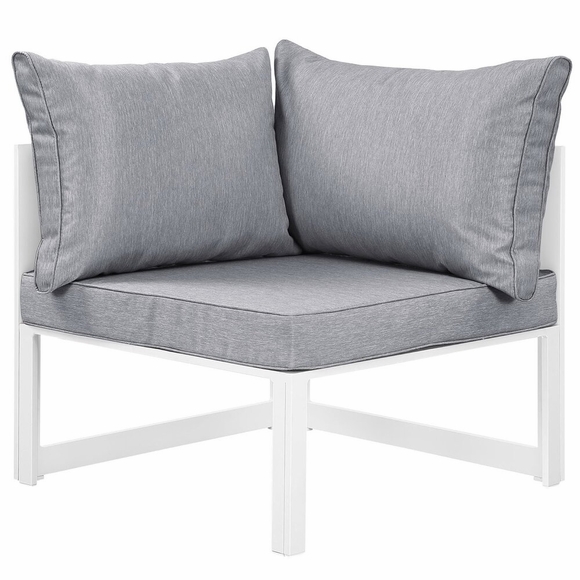 Fortuna Corner Outdoor Patio Armchair in White Gray