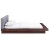 Freja Queen Fabric Platform Bed in Walnut Gray