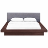 Freja Queen Fabric Platform Bed in Walnut Gray