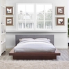 Freja Queen Fabric Platform Bed in Walnut Gray