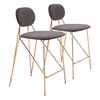 Georges Counter Stool Set of 2 in Gray & Gold