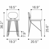 Georges Counter Stool Set of 2 in Gray & Gold