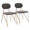 Georges Dining Chair Set of 2 in Gray & Gold