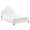Gwyneth Tufted Performance Velvet Full Platform Bed in White