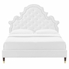 Gwyneth Tufted Performance Velvet Full Platform Bed in White