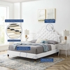 Gwyneth Tufted Performance Velvet Queen Platform Bed in White
