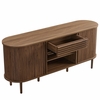 Harlan 67" Fluted Oval Sideboard Cabinet in Walnut
