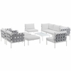 Harmony 10 Piece Outdoor Patio Aluminum Sectional Sofa Set in White White
