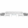Harmony 10 Piece Outdoor Patio Aluminum Sectional Sofa Set in White White