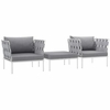 Harmony 3 Piece Outdoor Patio Aluminum Sectional Sofa Set