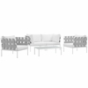 Harmony 5 Piece Outdoor Patio Aluminum Sectional Sofa Set in White White