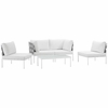 Harmony 5 Piece Outdoor Patio Aluminum Sectional Sofa Set in White White