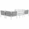 Harmony 5 Piece Outdoor Patio Aluminum Sectional Sofa Set in White White