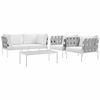 Harmony 5 Piece Outdoor Patio Aluminum Sectional Sofa Set in White White