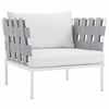 Harmony 5 Piece Outdoor Patio Aluminum Sectional Sofa Set in White White