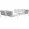 Harmony 5 Piece Outdoor Patio Aluminum Sectional Sofa Set in White White