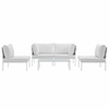 Harmony 5 Piece Outdoor Patio Aluminum Sectional Sofa Set in White White