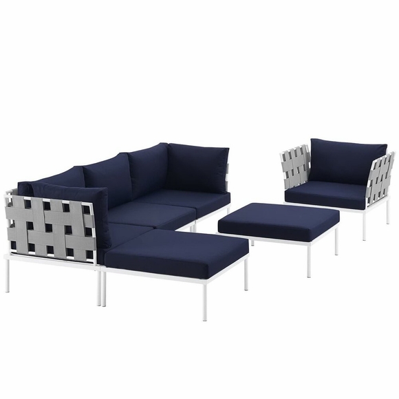 Harmony 6 Piece Outdoor Patio Aluminum Sectional Sofa Set MID-2626