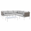 Harmony 6-Piece Sunbrella&reg; Basket Weave Outdoor Patio Aluminum Sectional Sofa Set in Tan Gray