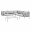 Harmony 6-Piece Sunbrella&reg; Basket Weave Outdoor Patio Aluminum Sectional Sofa Set in Taupe Gray