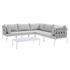 Harmony 6-Piece Sunbrella&reg; Outdoor Patio Aluminum Sectional Sofa Set in Gray Gray