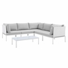 Harmony 6-Piece Sunbrella&reg; Outdoor Patio Aluminum Sectional Sofa Set in White Gray