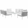 Harmony 7 Piece Outdoor Patio Aluminum Sectional Sofa Set MID-2617 in White White