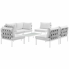 Harmony 7 Piece Outdoor Patio Aluminum Sectional Sofa Set MID-2617 in White White
