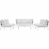 Harmony 7 Piece Outdoor Patio Aluminum Sectional Sofa Set MID-2617 in White White