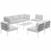 Harmony 8 Piece Outdoor Patio Aluminum Sectional Sofa Set in White White