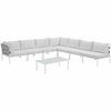 Harmony 8 Piece Outdoor Patio Aluminum Sectional Sofa Set in White White