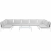 Harmony 8 Piece Outdoor Patio Aluminum Sectional Sofa Set in White White