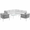 Harmony 8 Piece Outdoor Patio Aluminum Sectional Sofa Set MID-2619 in White White