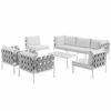 Harmony 8 Piece Outdoor Patio Aluminum Sectional Sofa Set MID-2619 in White White